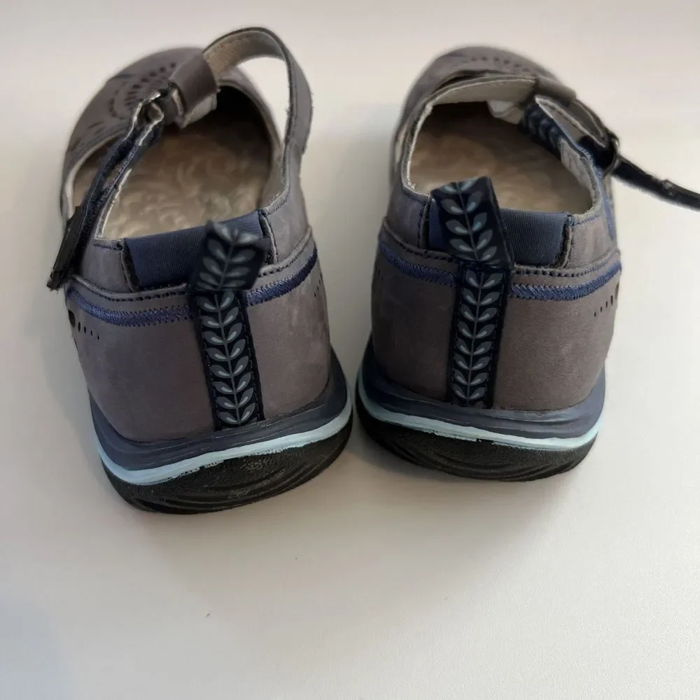 Jambu Sunkist Shoe Women's 8M Gray/Blue Flat Leather Upper Comfortable Rubber - Picture 5 of 6